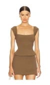 Weworewhat Cap Sleeve Corset Top In Wheat