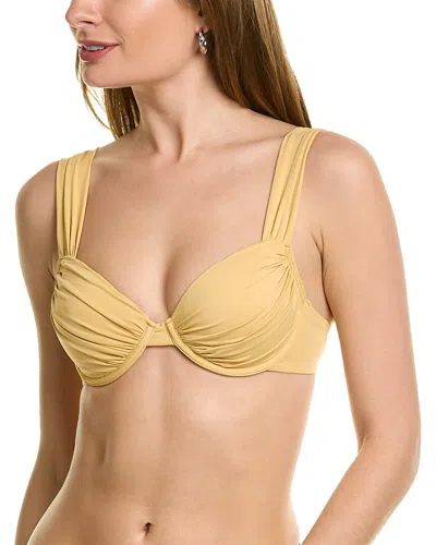 Weworewhat Claudia Ruched Bikini Top In Brown