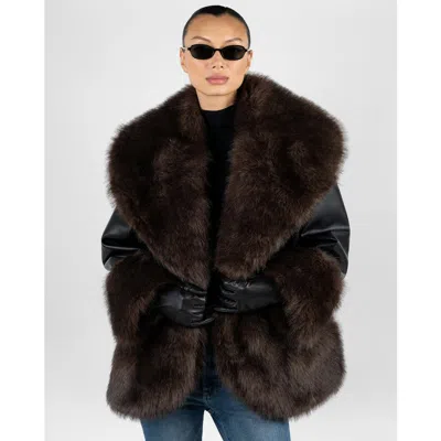 Weworewhat Cocoon Fur Jacket In Black