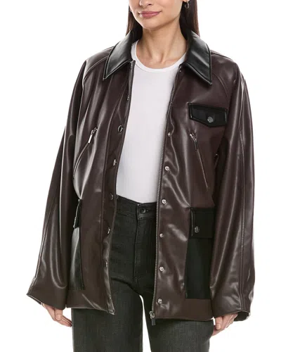 Weworewhat Cocoon Leather Jacket In Brown