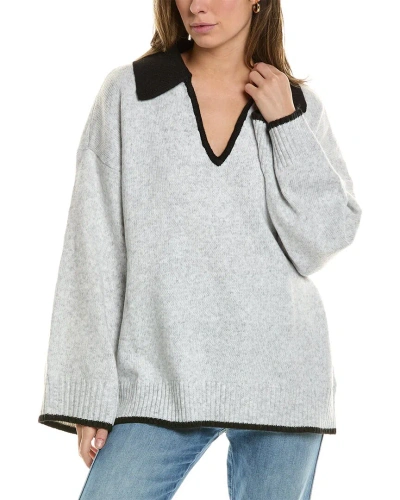 Weworewhat Collar V-neck Sweater In Grey