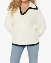 Weworewhat Collar V Neck Sweater In Ivory/black
