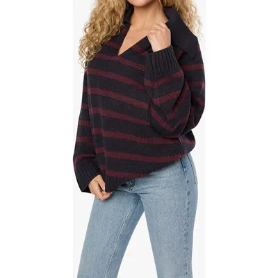 Weworewhat Collar V Neck Sweater In Navy/merlot