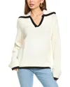 Weworewhat Collar V-neck Sweater In White