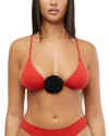 Weworewhat Cooper Bikini Top W/ Rose In Red