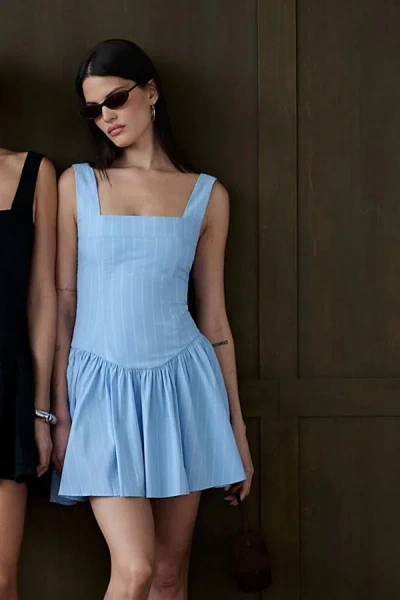 Weworewhat Corset Drop Waist Mini Dress In Classic Blue Ml, Women's At Urban Outfitters In Gold