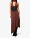 Weworewhat Corset Halter Asymmetrical Midi Dress In Chocolate/black
