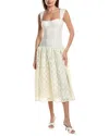 Weworewhat Corset Lace Skirt Linen-blend Midi Dress In White