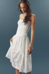 Weworewhat Cotton Strapless Ribbed Midi Dress