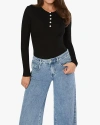 Weworewhat Crew Neck Henley Bodysuit In Black