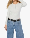 Weworewhat Crew Neck Henley Bodysuit In Heather Grey