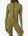 Weworewhat Cropped Active Zip-up Jacket In Olive
