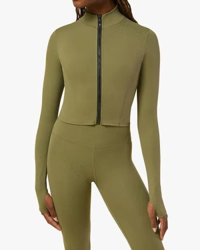 Weworewhat Cropped Active Zip-up Jacket In Olive