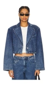 Weworewhat Cropped Blazer Jacket In Mid & Dark Light