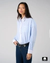 Weworewhat Cropped Button Front Shirt In Blue