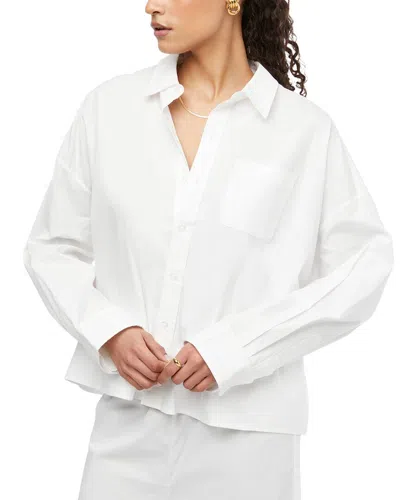 Weworewhat Cropped Button Front Shirt In White