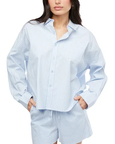Weworewhat Cropped Button Front Shirt In Blue