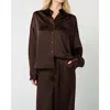 Weworewhat Cropped Button Front Shirt In Chestnut