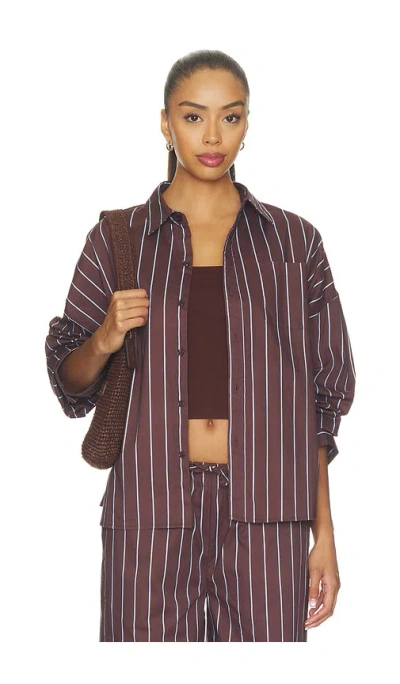 Weworewhat Cropped Button Front Shirt In Burgundy