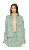 Weworewhat Cropped Button Front Shirt In Fern Multi