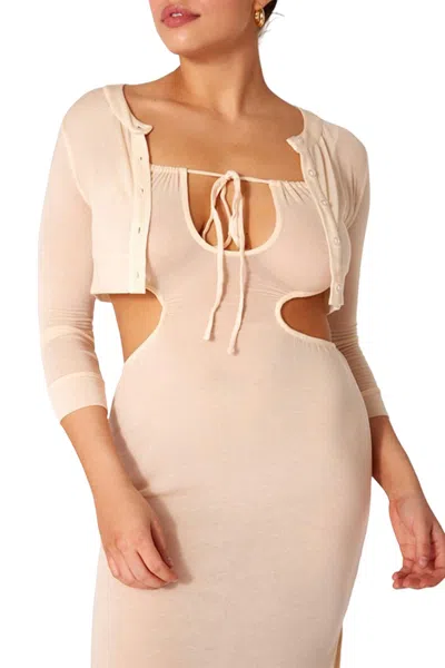 Weworewhat Cropped Cardigan In Beige In Multi