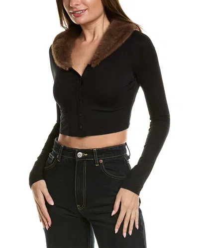 Weworewhat Cropped Collar Cardigan In Black