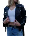 Weworewhat Cropped Moto Jacket In Black In Black