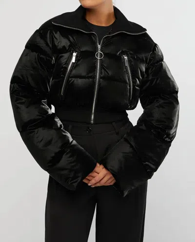 Weworewhat Cropped Puffer Jacket In Black