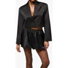 Weworewhat Cropped Satin Blazer In Black