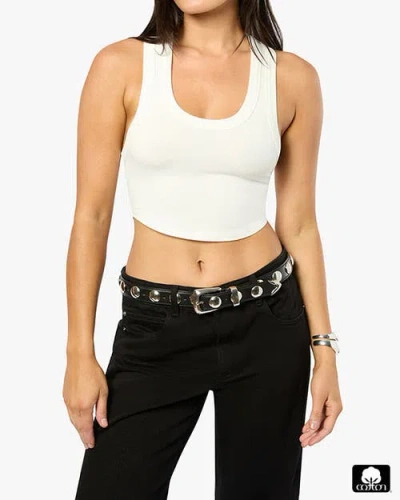 Weworewhat Cropped Scoop Tank In Classic White