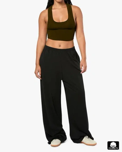 Weworewhat Cropped Scoop Tank In Military Olive