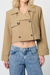 Weworewhat Cropped Trench Coat In Brown