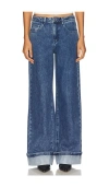 Weworewhat Mid Rise Cuff Straight Leg Jean In Blue
