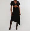 Weworewhat Cut Out Rosette Asymmetrical Dress In Black In Black