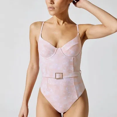 Weworewhat Danielle One Piece In Abstract Marble Dusty Pink In Multi
