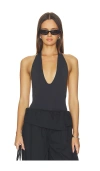Weworewhat Deep V Bodysuit In Black
