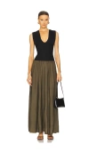 Weworewhat Deep V Corset Maxi Dress In Black & Fern
