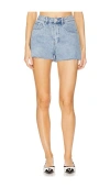 Weworewhat Denim High Rise Short In Midi Wash