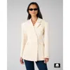 Weworewhat Double Breasted Cinched Waist Blazer In Neutral