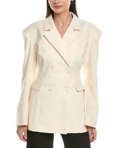 Weworewhat Double Breasted Cinched Waist Blazer In Neutral