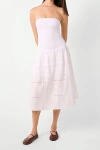 Weworewhat Cotton Strapless Ribbed Midi Dress In White