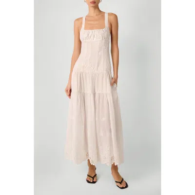 Weworewhat Drop Waist Tiered Midi Dress In White