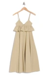 Weworewhat Empire Waist Peplum Midi Dress In Tidal Foam