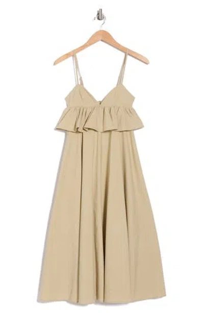 Weworewhat Empire Waist Peplum Midi Dress In Tidal Foam