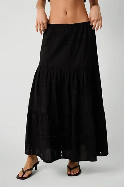 WEWOREWHAT EYELET MAXI SKIRT IN BLACK, WOMEN'S AT URBAN OUTFITTERS