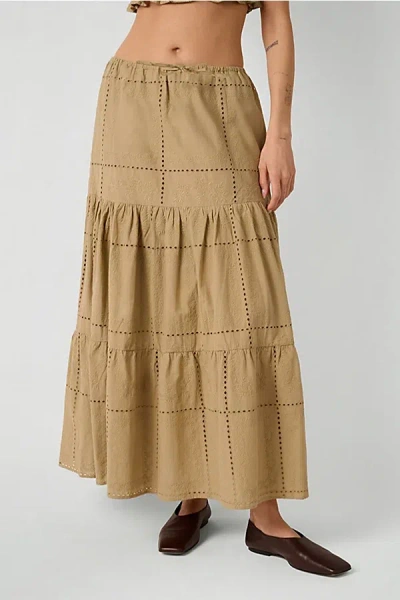 WEWOREWHAT EYELET MAXI SKIRT IN OAT, WOMEN'S AT URBAN OUTFITTERS