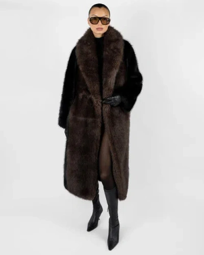 Weworewhat Faux Fur Belted Jacket In Brown