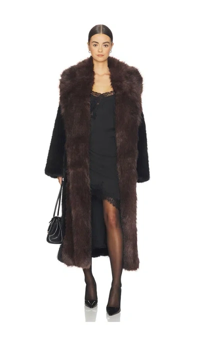 Weworewhat Faux Fur Belted Jacket In Brown