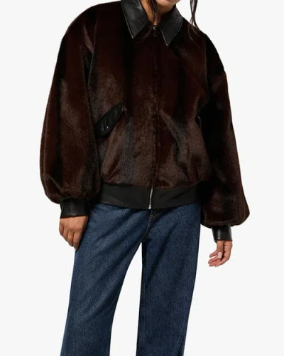 Weworewhat Faux Fur Bomber Jacket In Brown