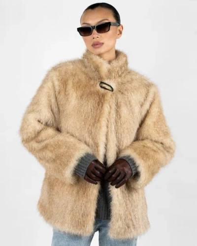 Weworewhat Faux Fur Jacket In Brown